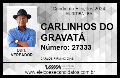 Candidato CARLINHOS DO GRAVATÁ 2024 - MURITIBA - Eleições