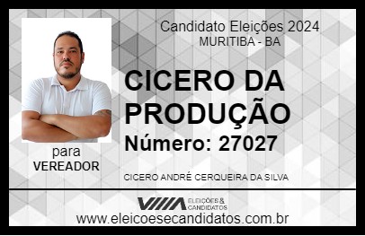 Candidato CICERO DA PRODUÇÃO 2024 - MURITIBA - Eleições