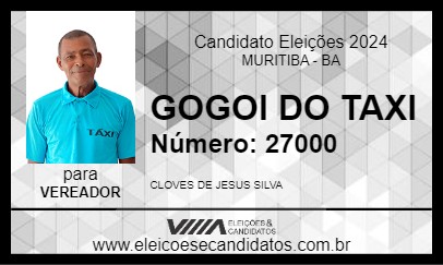 Candidato GOGOI DO TAXI 2024 - MURITIBA - Eleições