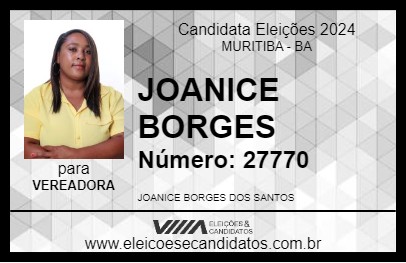 Candidato JOANICE BORGES 2024 - MURITIBA - Eleições