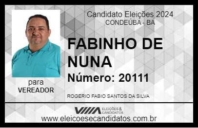 Candidato FABINHO DE NUNA 2024 - CONDEÚBA - Eleições