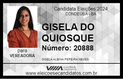 Candidato GISELA DO QUIOSQUE 2024 - CONDEÚBA - Eleições