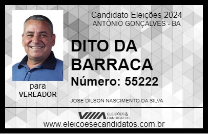 Candidato DITO DA BARRACA 2024 - ANTÔNIO GONÇALVES - Eleições