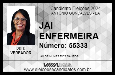 Candidato JAI ENFERMEIRA 2024 - ANTÔNIO GONÇALVES - Eleições