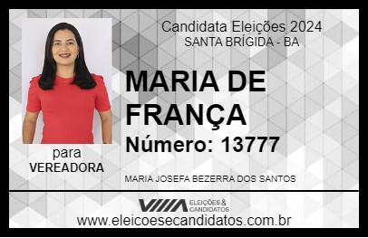 Candidato MARIA DE FRANÇA 2024 - SANTA BRÍGIDA - Eleições