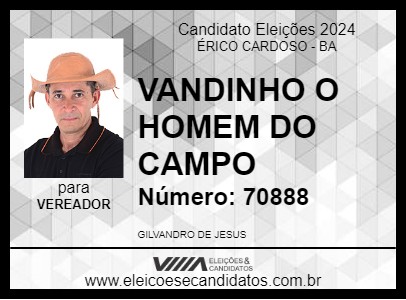 Candidato VANDINHO O HOMEM DO CAMPO 2024 - ÉRICO CARDOSO - Eleições