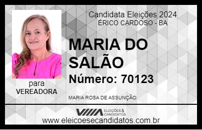 Candidato MARIA DO SALÃO 2024 - ÉRICO CARDOSO - Eleições