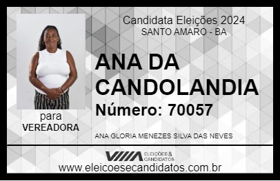 Candidato ANA DA CANDOLANDIA 2024 - SANTO AMARO - Eleições