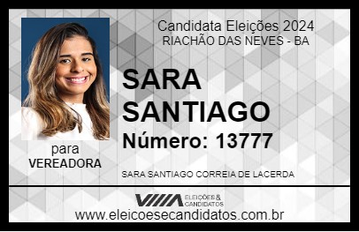 Candidato SARA SANTIAGO 2024 - RIACHÃO DAS NEVES - Eleições