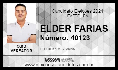 Candidato ELDER FARIAS 2024 - ITAETÉ - Eleições