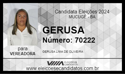 Candidato GERUSA 2024 - MUCUGÊ - Eleições