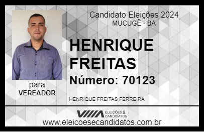 Candidato HENRIQUE FREITAS 2024 - MUCUGÊ - Eleições