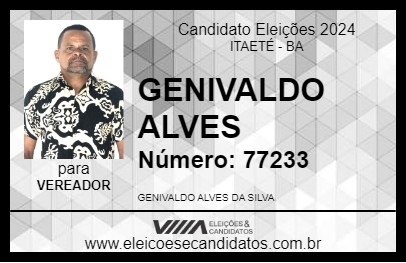 Candidato GENIVALDO ALVES 2024 - ITAETÉ - Eleições