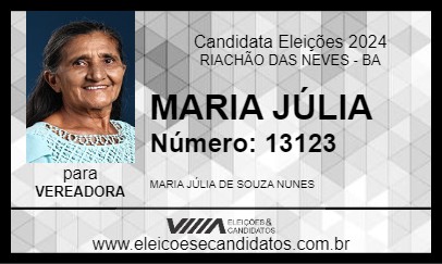 Candidato MARIA JÚLIA 2024 - RIACHÃO DAS NEVES - Eleições