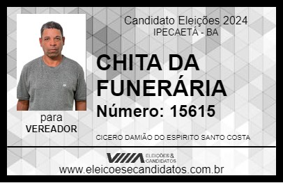 Candidato CHITA DA FUNERÁRIA 2024 - IPECAETÁ - Eleições