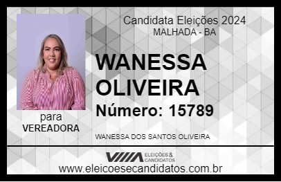 Candidato WANESSA OLIVEIRA 2024 - MALHADA - Eleições