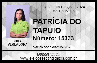 Candidato PATRÍCIA DO TAPUIO 2024 - MALHADA - Eleições