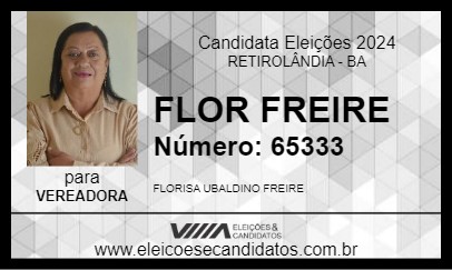 Candidato FLOR FREIRE 2024 - RETIROLÂNDIA - Eleições