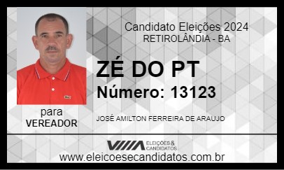 Candidato ZÉ DO PT 2024 - RETIROLÂNDIA - Eleições