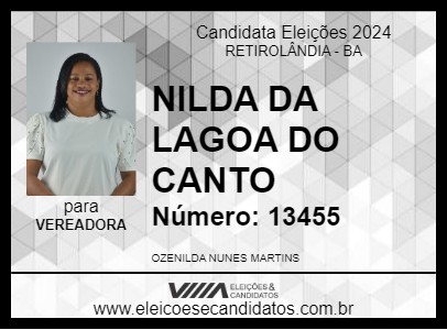 Candidato NILDA DA LAGOA DO CANTO 2024 - RETIROLÂNDIA - Eleições