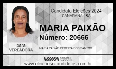 Candidato MARIA PAIXÃO 2024 - CANARANA - Eleições