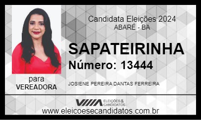 Candidato SAPATEIRINHA 2024 - ABARÉ - Eleições