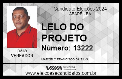 Candidato LELO DO PROJETO 2024 - ABARÉ - Eleições