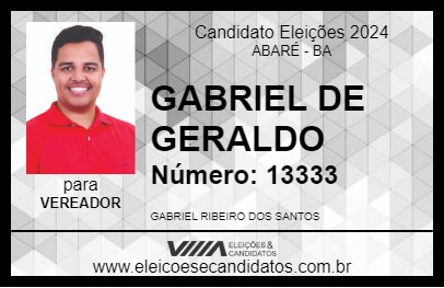 Candidato GABRIEL DE GERALDO 2024 - ABARÉ - Eleições