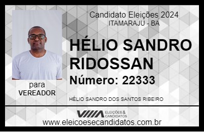 Candidato HÉLIO SANDRO RIDOSSAN 2024 - ITAMARAJU - Eleições