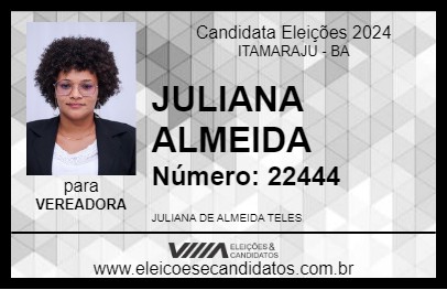 Candidato JULIANA ALMEIDA 2024 - ITAMARAJU - Eleições