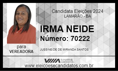 Candidato IRMA NEIDE 2024 - LAMARÃO - Eleições