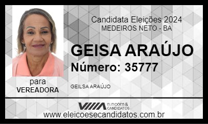 Candidato GEISA ARAÚJO 2024 - MEDEIROS NETO - Eleições