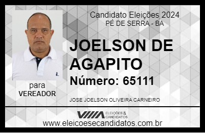 Candidato JOELSON DE AGAPITO 2024 - PÉ DE SERRA - Eleições