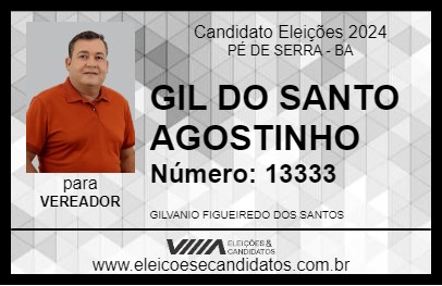 Candidato GIL DO SANTO AGOSTINHO 2024 - PÉ DE SERRA - Eleições