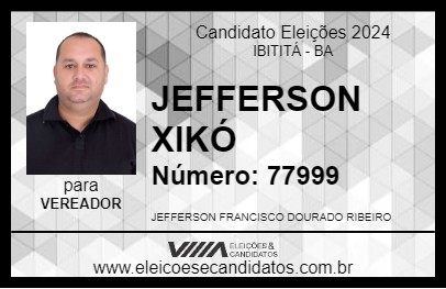 Candidato JEFFERSON XIKÓ 2024 - IBITITÁ - Eleições