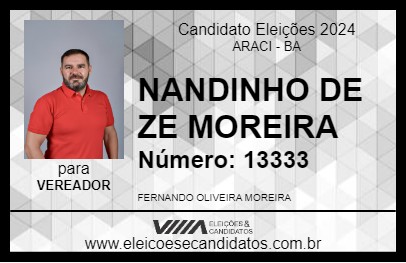 Candidato NANDINHO DE ZE MOREIRA 2024 - ARACI - Eleições