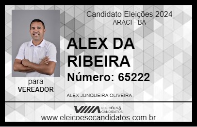 Candidato ALEX DA RIBEIRA 2024 - ARACI - Eleições