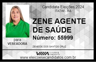 Candidato ZENE AGENTE DE SAÚDE 2024 - ITATIM - Eleições