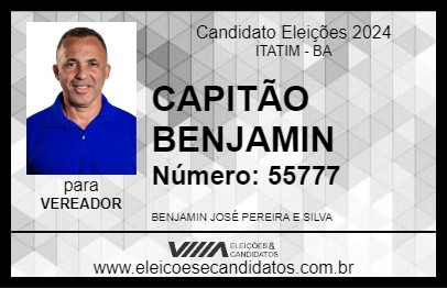 Candidato CAPITÃO BENJAMIN 2024 - ITATIM - Eleições