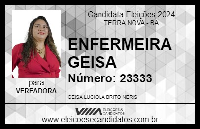 Candidato ENFERMEIRA GEISA 2024 - TERRA NOVA - Eleições