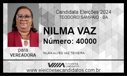 Candidato NILMA VAZ 2024 - TEODORO SAMPAIO - Eleições