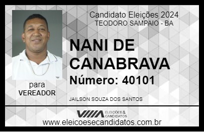 Candidato NANI DE CANABRAVA 2024 - TEODORO SAMPAIO - Eleições