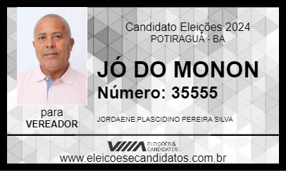 Candidato JÓ DO MONON 2024 - POTIRAGUÁ - Eleições