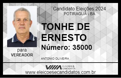 Candidato TONHE DE ERNESTO 2024 - POTIRAGUÁ - Eleições