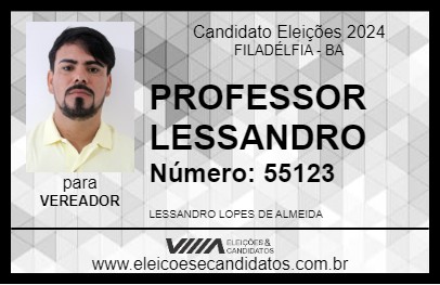 Candidato PROFESSOR LESSANDRO 2024 - FILADÉLFIA - Eleições