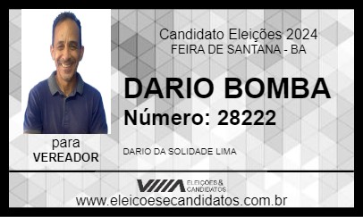 Candidato DARIO BOMBA 2024 - FEIRA DE SANTANA - Eleições