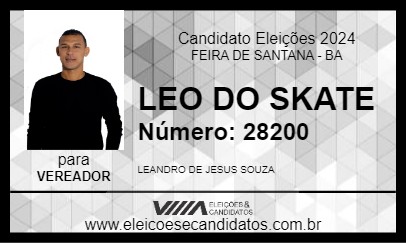 Candidato LEO DO SKATE 2024 - FEIRA DE SANTANA - Eleições