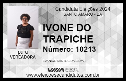 Candidato IVONE DO TRAPICHE 2024 - SANTO AMARO - Eleições