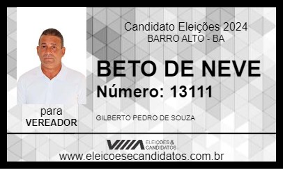 Candidato BETO DE NEVE 2024 - BARRO ALTO - Eleições