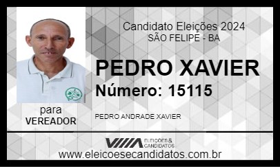 Candidato PEDRO XAVIER 2024 - SÃO FELIPE - Eleições